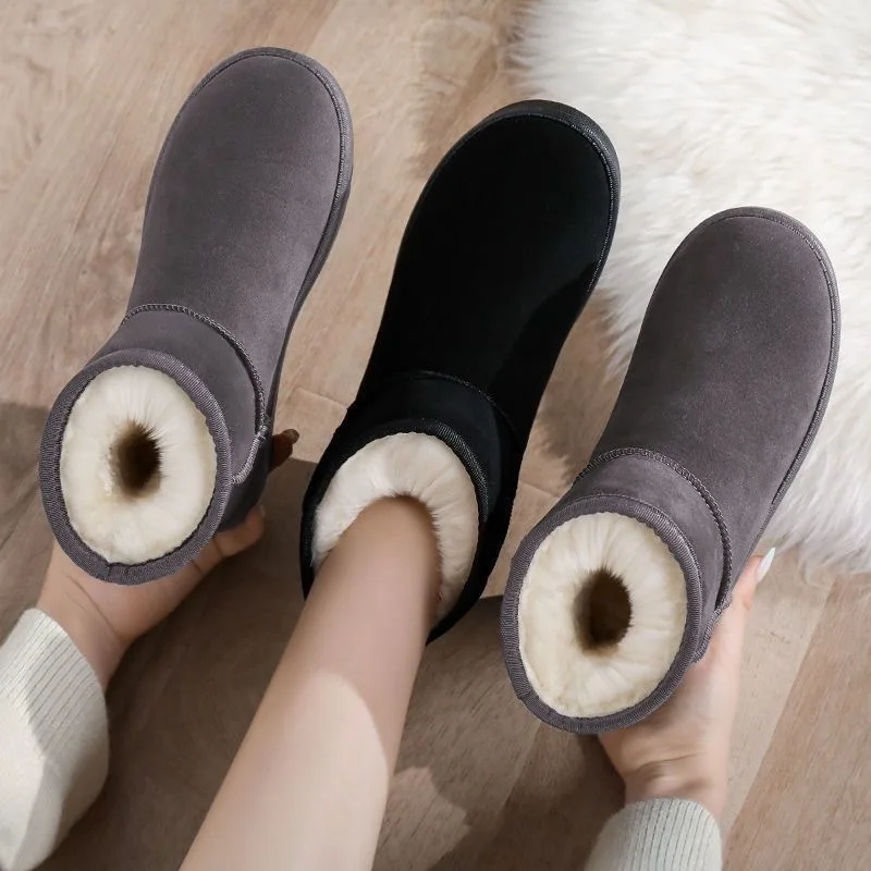 Extra thick snow boots for women, winter with added fleece and thick snow cotton, anti slip and warm super thick cotton shoes