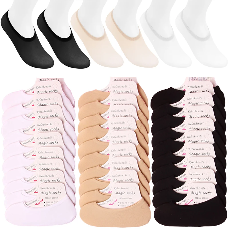 

New 10pcs Women Summer Invisible Footsies Shoe Liner Trainer Ballerina Boat Socks Ladies Thin Sock Slippers Transparent Socks