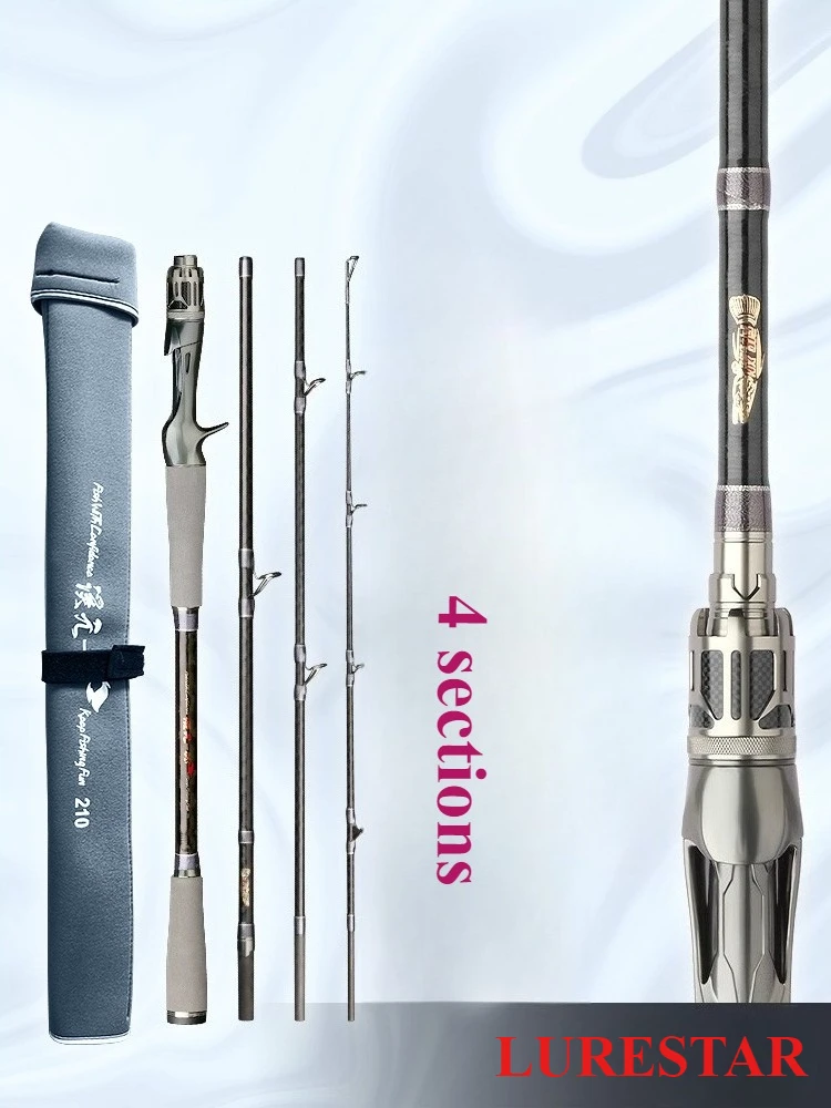 

LURESTAR Lure Rod Carbon Ultra Light and Hard Far Throw Travel Poles 4 Sections Portable Multisection Casting XH Hardness