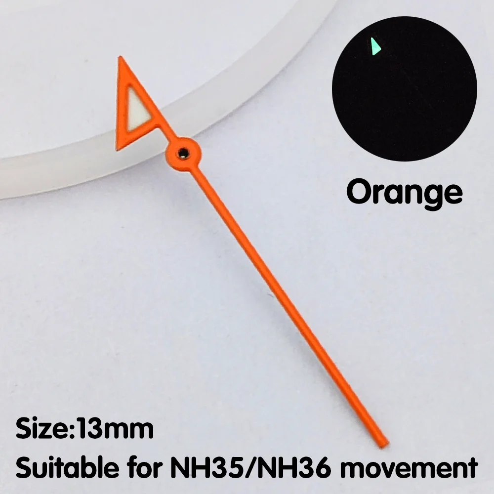 Lancette dei secondi da 13 mm lancette con bandiera lancette luminose di grado C3 adatte per parti di orologi con movimento NH35/NH36 parti di ricambio lancette NH35