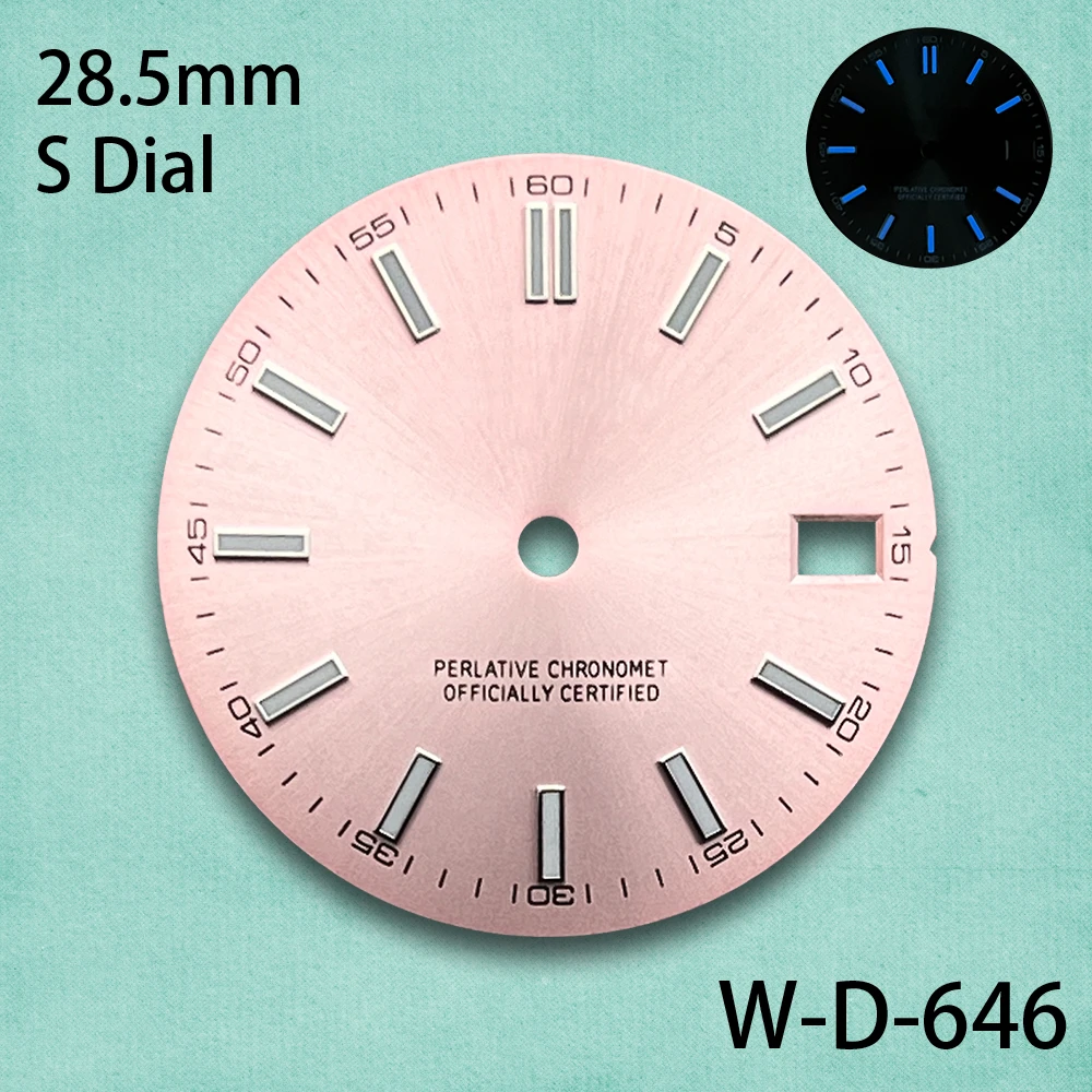 28.5 مللي متر S شعار أمة الله الهاتفي صالح NH35/NH36/4R الحركة اليابانية الأزرق مضيئة عالية الجودة ساعة مزدوجة تعديل الملحقات #3