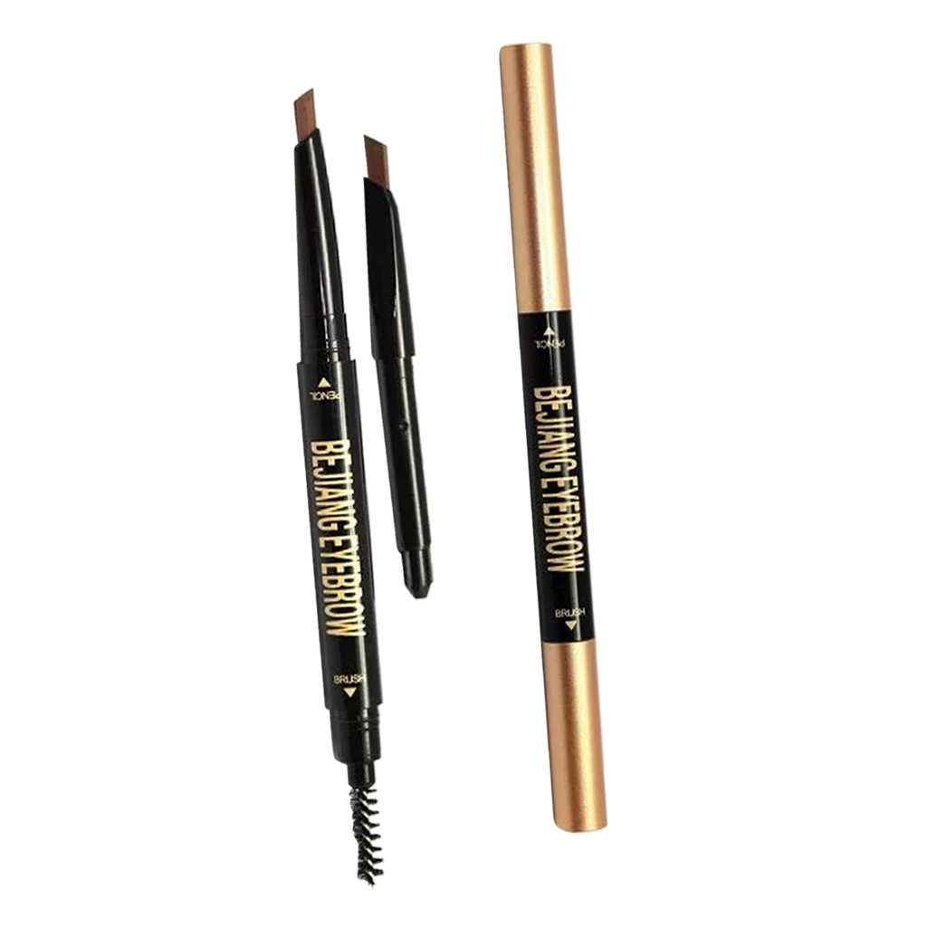 Automatic Angled Eyebrow Pencil with Brush Double Ended Brow Makeup Tool for Precise Shaping Dark Brown