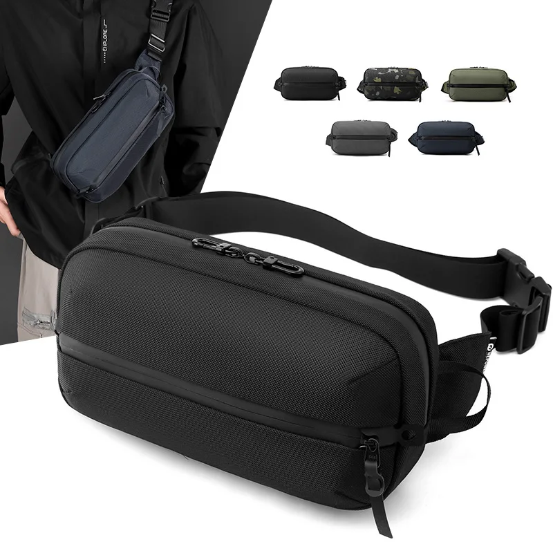 New fashion chest bag men's leisure sports outdoor shoulder bag large capacity diagonal bag mobile phone pocket.