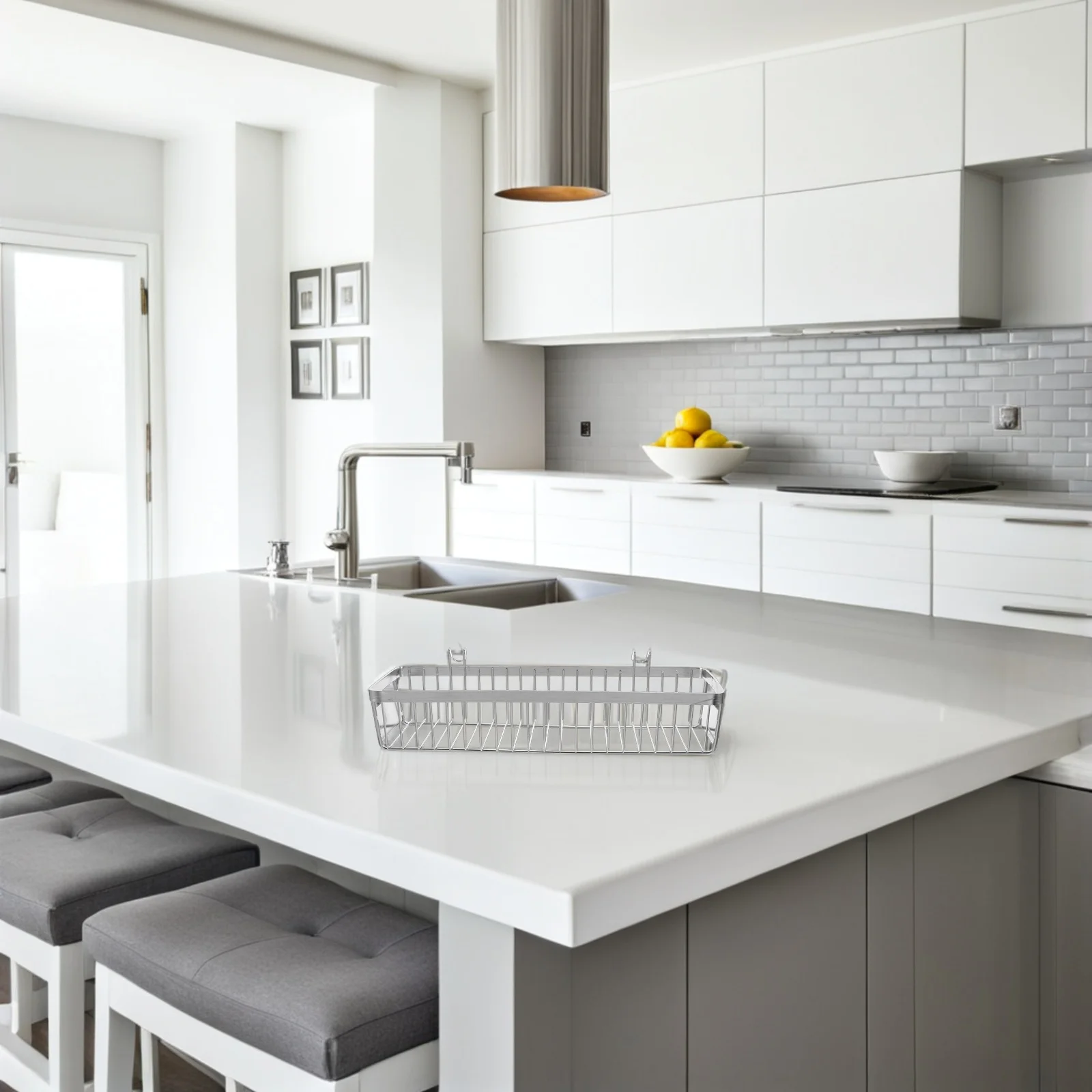 

Cutlery Holder Stainless Steel Kitchen Utensil Storage Basket Multi-Functional Flatware Drying Rack for Countertop Organization