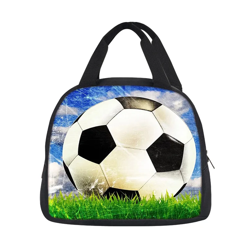 Soccer new lunch bag sports style football print for boys and girls, best companion for school, outdoor picnic insulation bag