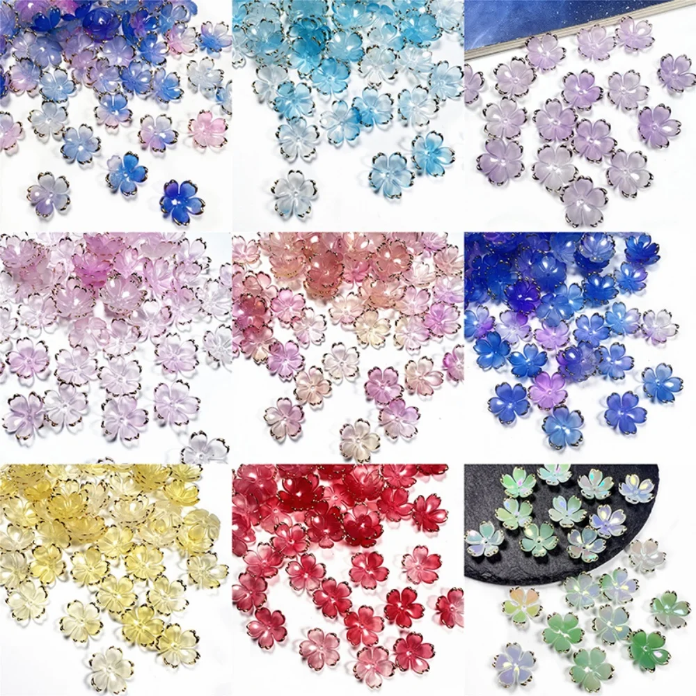 50pcs/lot 19mm Acrylic Cherry Blossoms Flower Beads Petals Charm Connectors Diy Earrings Hair Jewelry Making Resin Acessories