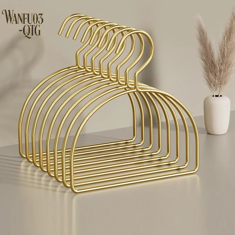Hot 5PCS Gold Iron Half Round Scarf Hangers Pet Clothes Rack Storage Hanger For Pants Towel Tie,Closet Organizer For Adult Kids