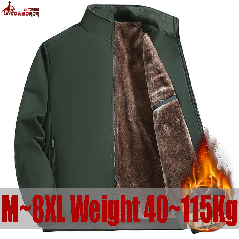

Men Windbreaker Streetwear Winter Fleece Jackets Plus Size 6XL 7XL 8XL Thicken Warm Varsity Jacket Coat For Men Parkas Overcoats