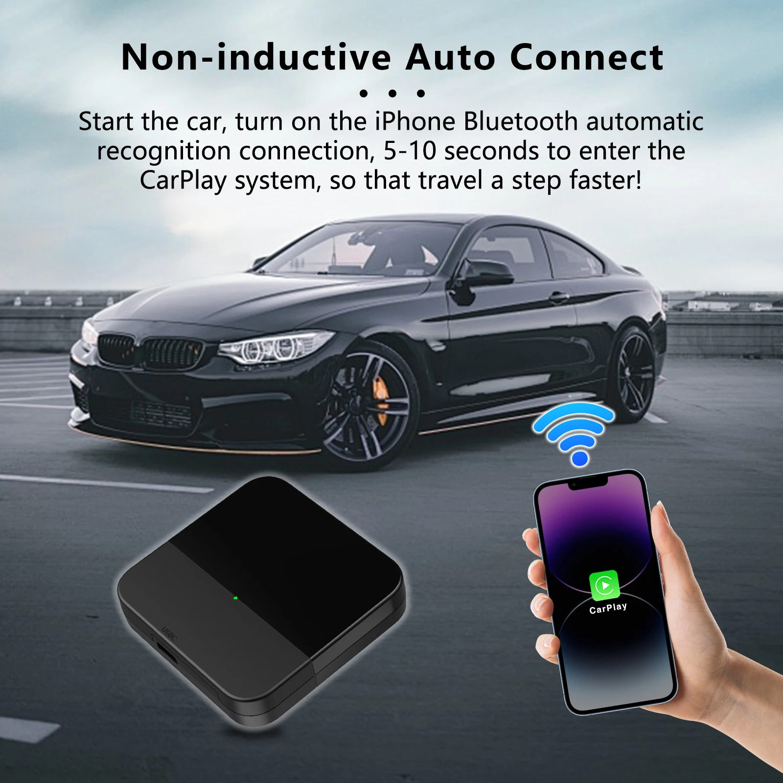 Binize Wireless CarPlay Adapter For Car with OEM Wired Carplay Wifi Bluetooth Auto Connect Online Upgrade Plug & Play