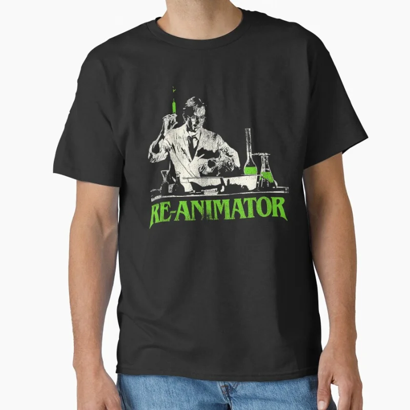 

Re-Animator Cult Horror Film zombie 80s Sacry halloween gift t shirt for men Large size Tops 100% cotton worn printed Clothes