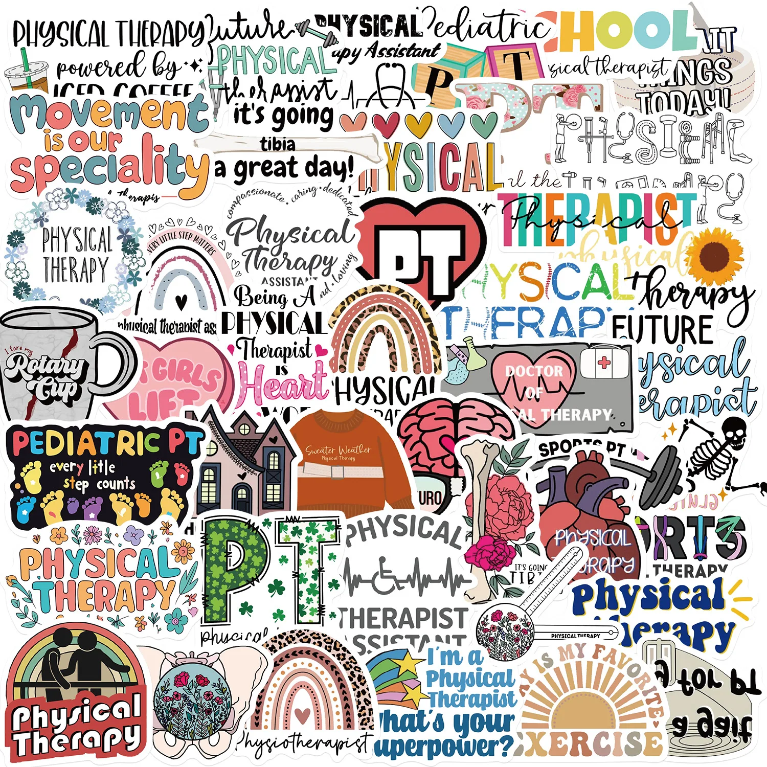 

10/50PCS Physiotherapist Stickers Funny Cartoon Sticker DIY Luggage Laptop Phone Car Bike Skateboard Graffiti Decals Kids Toy