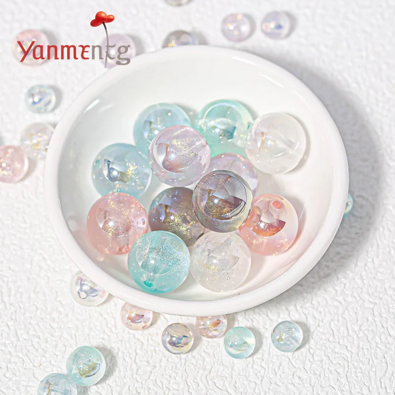 10pcs Colorful Electroplated Straight Hole Resin Scatter Beads,For Mobile Phone Charm Keychain Bracelet Jewelry DIY Accessories