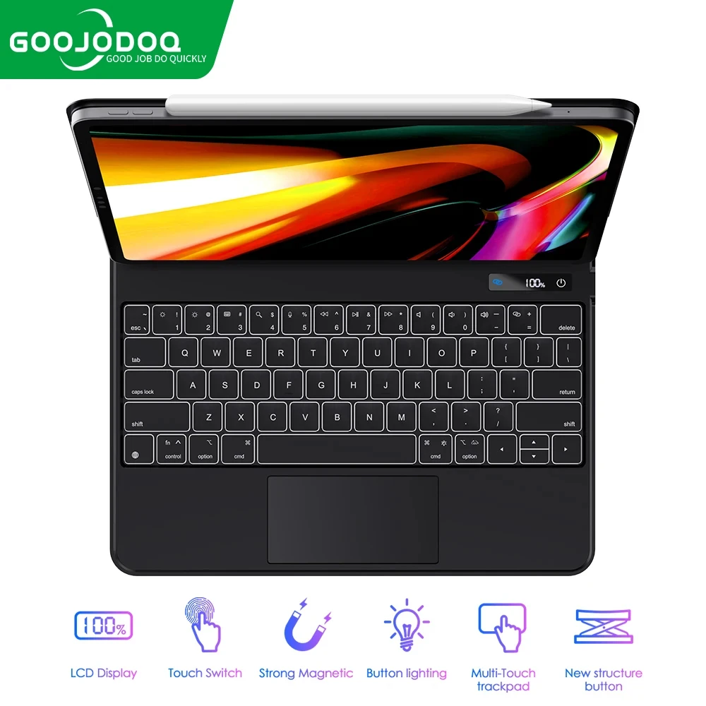 Goojodoq Magisch Toetsenbord Met Lcd-Display Voor Ipad Pro 11/ Pro 12 9 12.9/ Air 5 Air 4 Voor Ipad Toetsenbord Folio Koreaanse Spaanse Gk04