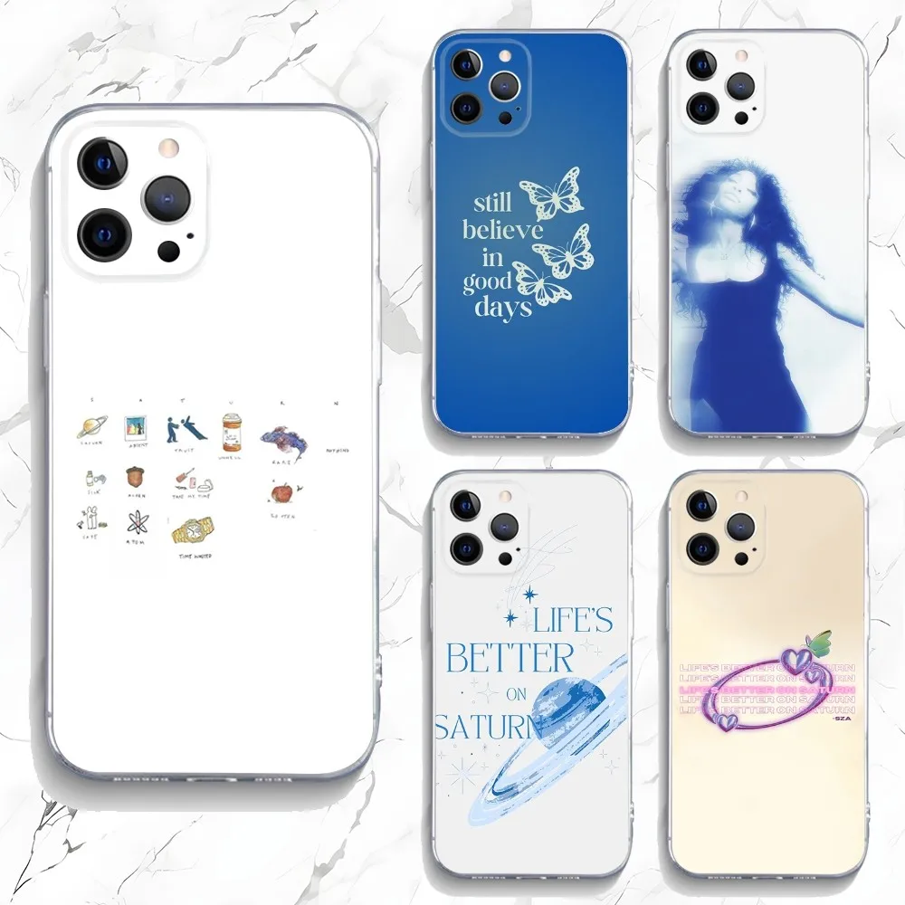 

S-SZA Saturn Album Phone Case For iPhone 15,14,13,12,11 Plus,Pro,Max,XR,XS,X,7,8 Plus,SE,Mini Transparent Silicone Soft