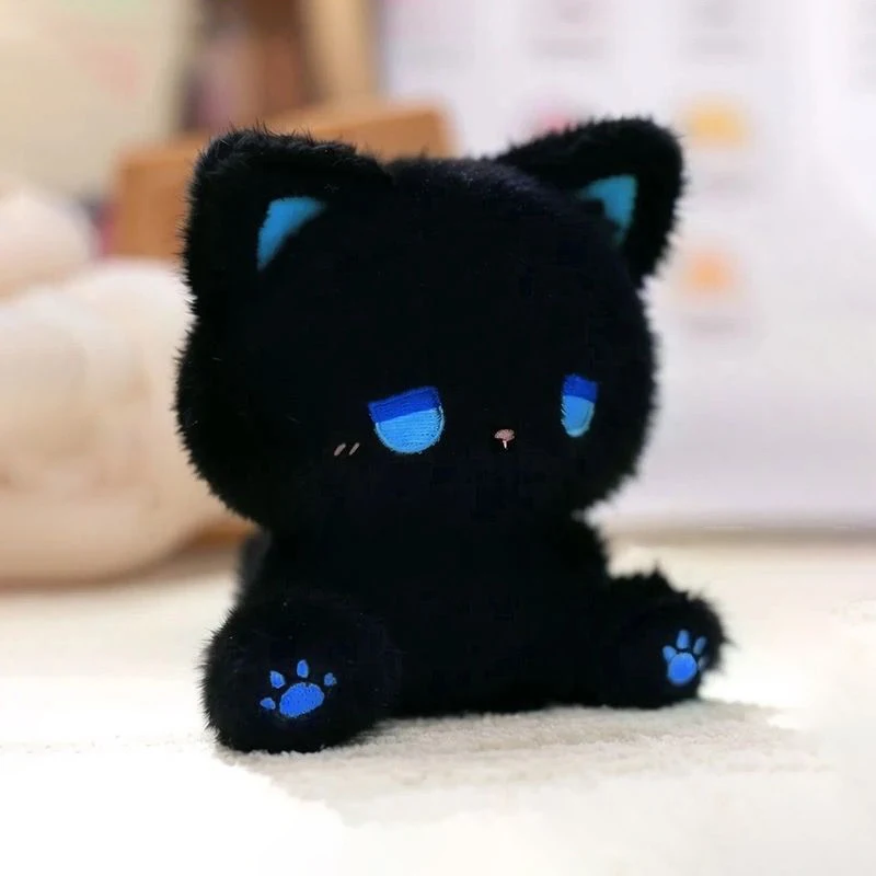 

Cute Emo Cat Plush Doll Super Soft Stuffed Animal Kitten Toy Kawaii Sitting Plushies Home Decor Gift for Teen Girls Anime Fans
