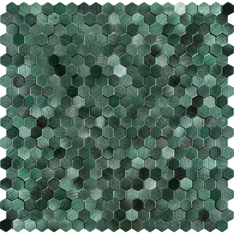 Small particles living room TV background wall bathroom mosaic patch wallpaper, three-dimensional hexagonal metal mosaic tile