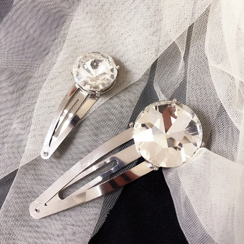 

2Pcs Colored Rhinestone Hair Clip Set Stylish Side Bang Clips for Wedding Party Daily Use Elegant Alloy Bobby Pins Hair