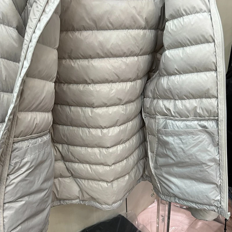 여성 후드 숏 패딩 재킷 2025 신상품 다운 파카 가을 겨울 초경량 보온 코트