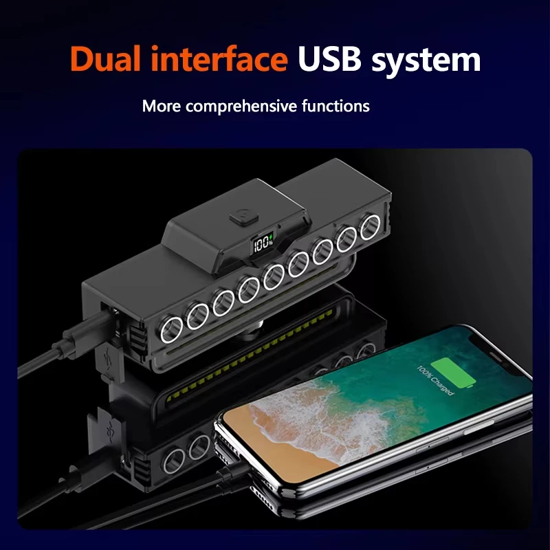 المصباح الأمامي للدراجة مع جهاز التحكم عن بعد 9 الخرز USB شحن الدراجات القرن ضوء الدراجة الجبلية الطريق الجبهة ضوء LED مصباح وامض مقاوم للماء #4