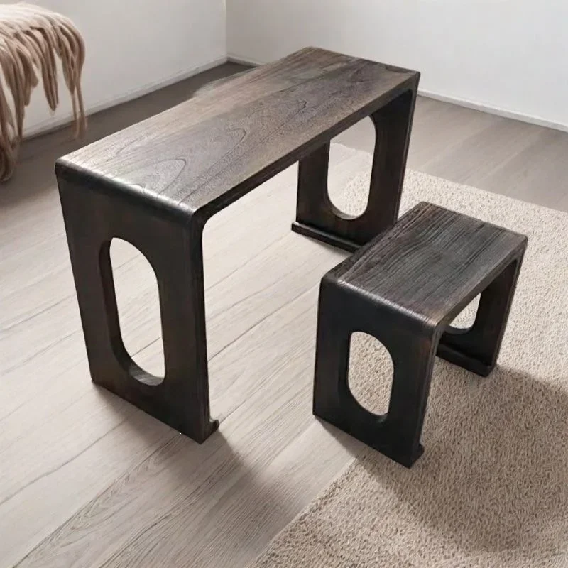 DSA simple old elm calligraphy table stool overall antique resonance solid wood tea table Sinology guzheng table piano