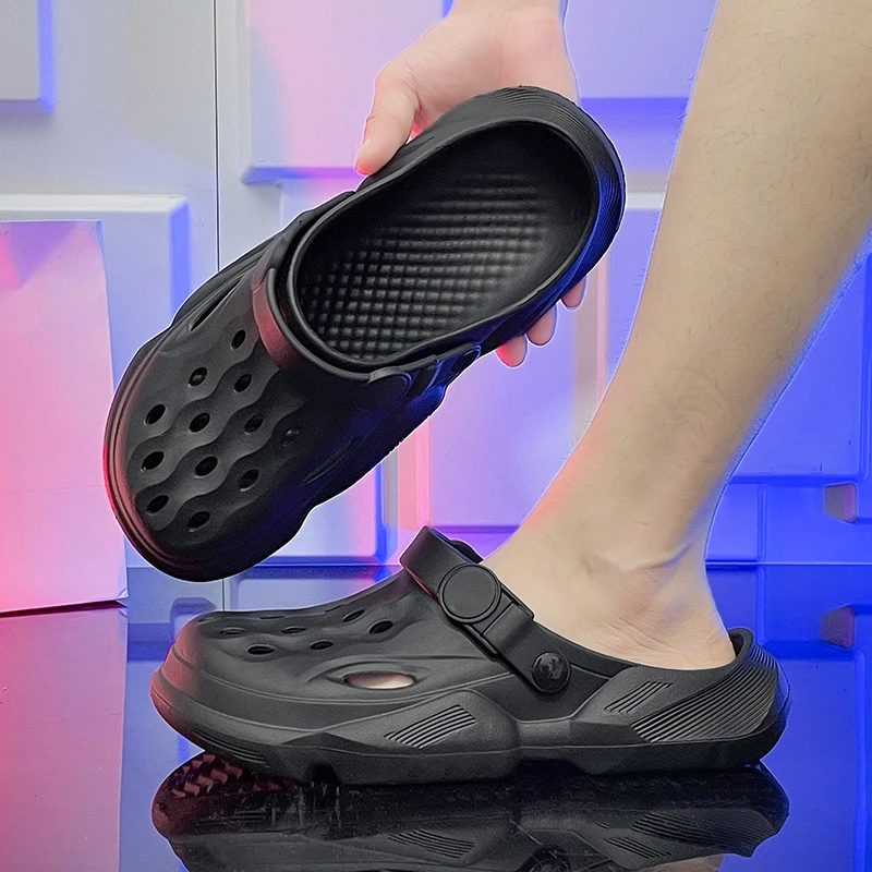 

Сандалии мужские с нескользящей подошвой, летняя уличная одежда, босоножки с прорезями, удобные кроссовки, удобная пляжная обувь, 2 предмета