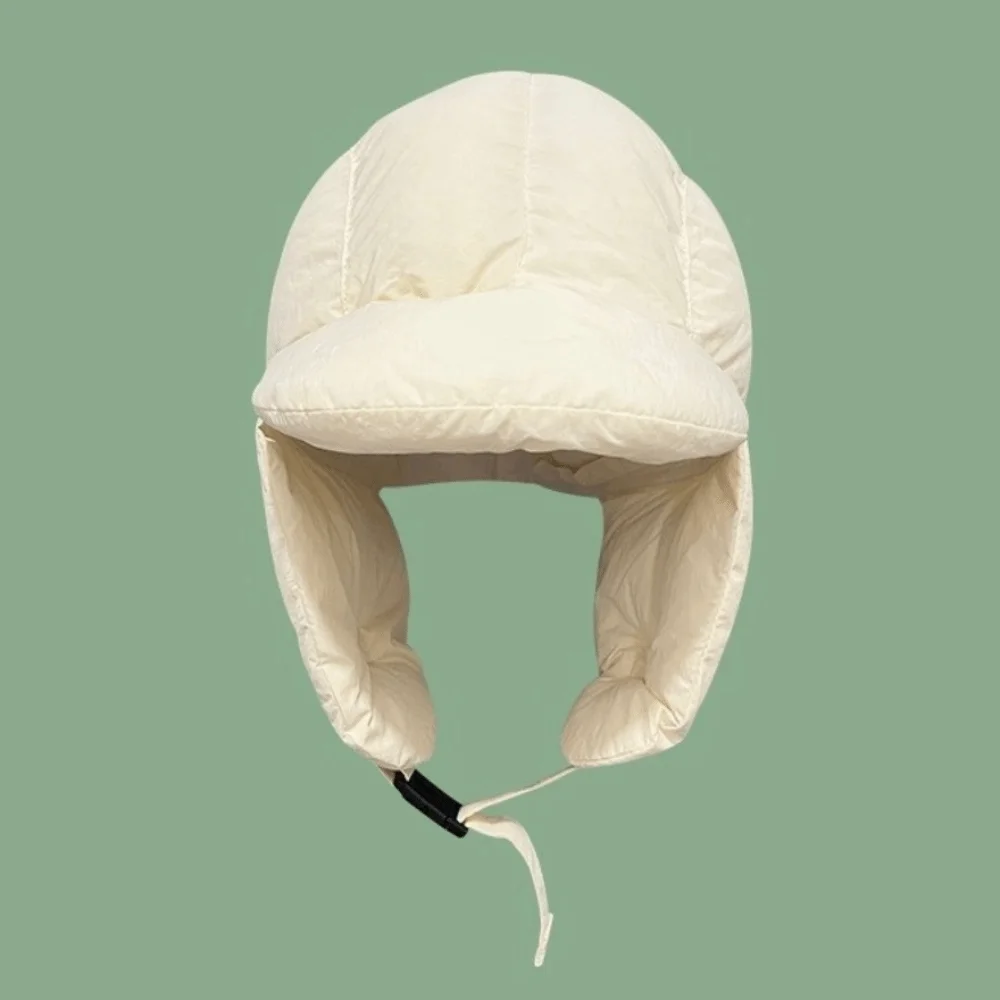 Soft Winter Down Ushanka Hat Thickened Lining Solid Color Trapper Hat Padded Thermal Adjustable Buckle Earflap Caps Women