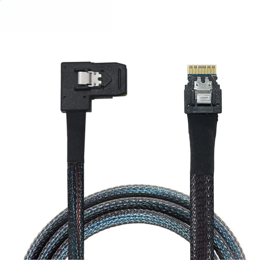 كابل SAS SFF-8087 ذو الزاوية اليمنى SlimSAS 4.0 SFF-8654 4i عالي السرعة - يعزز أداء كفاءة الخادم