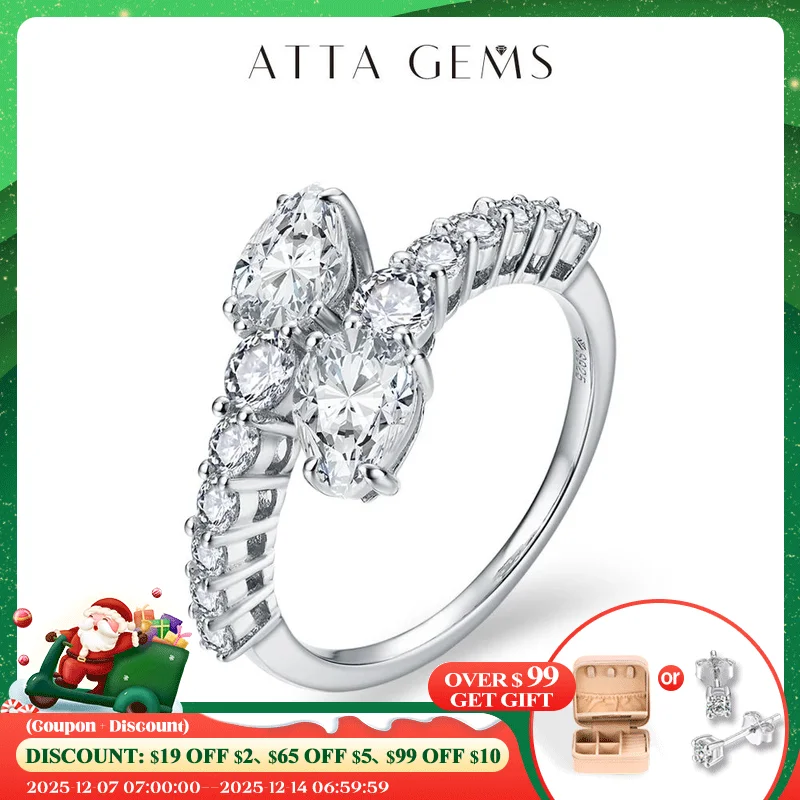

ATTAGEMS New 2024 Solid S925 Sterling Sliver Moissanite Rings for Women Men D VVS1 Color Snake Shape Wedding Jewelry Party Gift