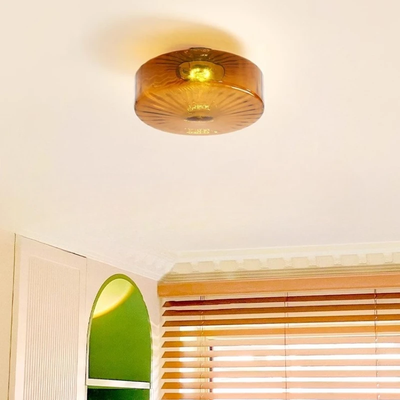 

American retro corridor hallway light ceiling light balcony dressing room entrance foyer light antique glass lamp