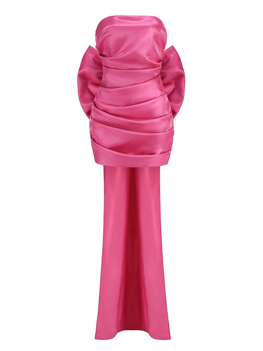 ZNS Prom Party Jurken Luxe Brithday Avondjurk Dames Afneembare Grote Boog Vrouw Kleding Sexy Strapless Elegante Jurken