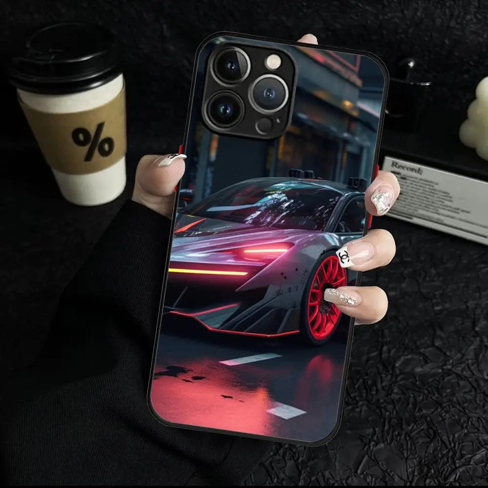 Luxury cool sports car Phone Case For iPhone 16 Pro Max 15 14 13 12 X XR XS XSMAX 8 7 Plus Skin Feel Scrub case