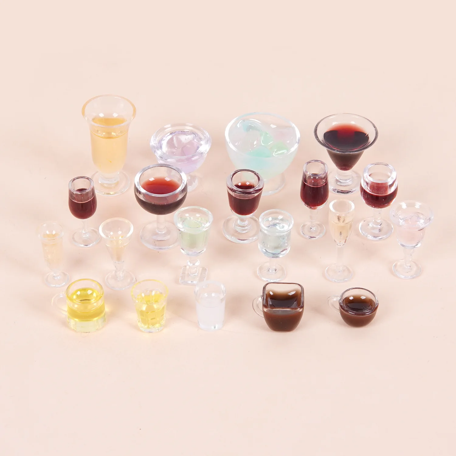 5pcs Mini Beer Cup Highball Glass Small Wine Glass Fake Drink Model Dollhouse Micro Landscape Mini Kitchen Miniature Simulation