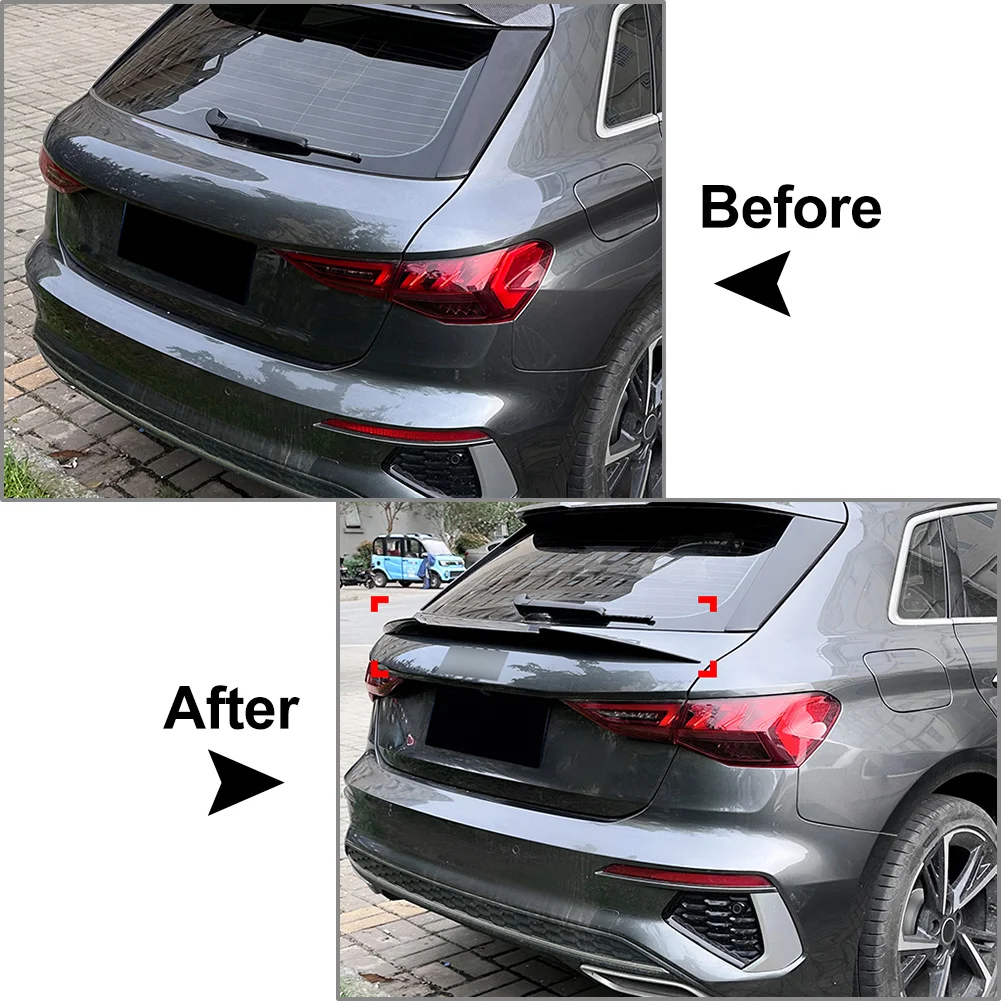 Car Rear Trunk Lip Spoiler Wing Trim For Audi A3 S3 RS3 8Y 5Door Sportback 2021 2022 2023 2024