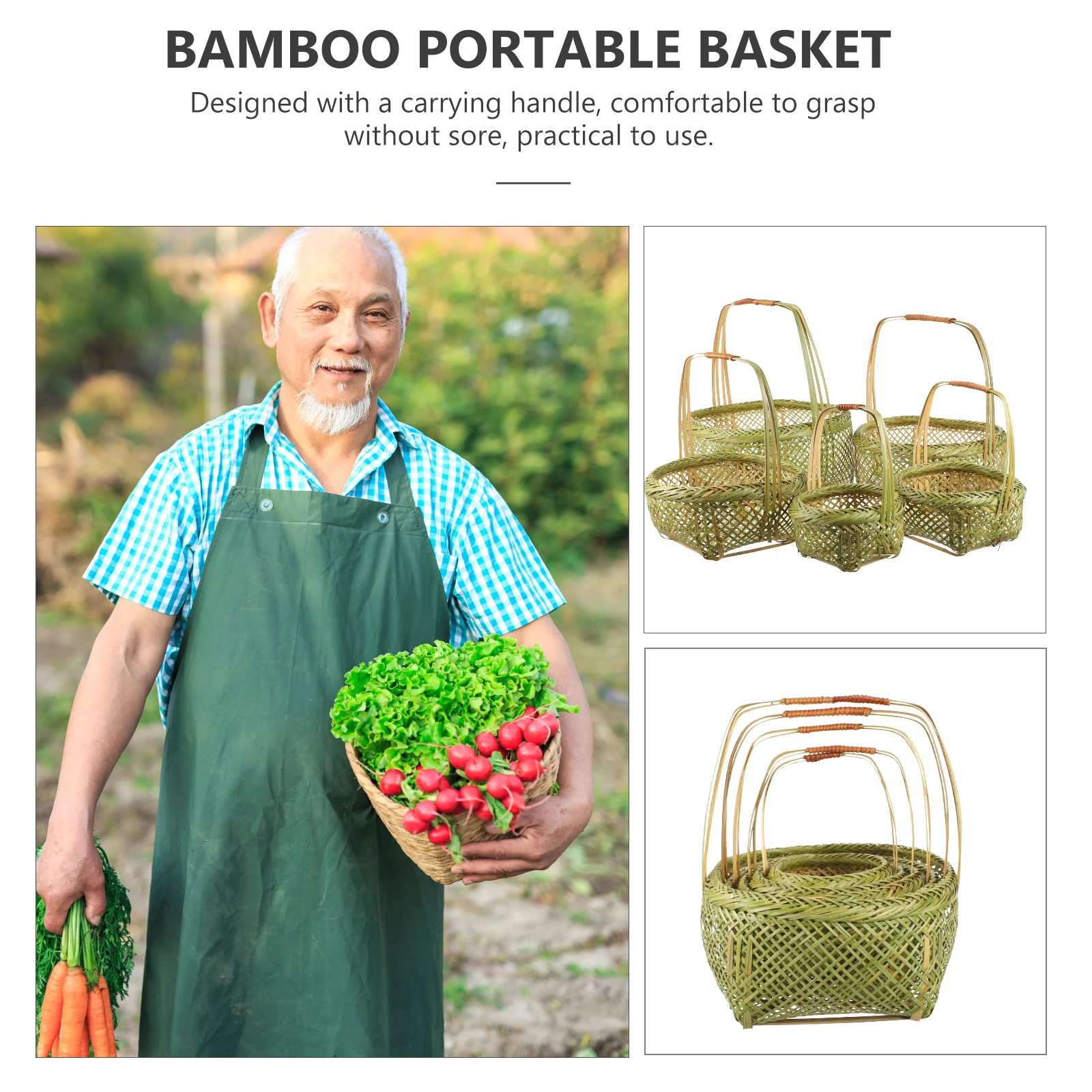 

5pcs H woven Picnic Container Rectangle Storage Basket With H Picnic Basket Green Large Capacity Portable H Gift