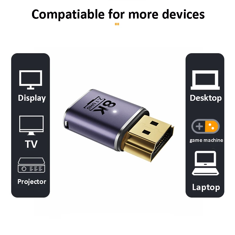 Adapter zgodny z 8K HDMI 90 stopni konwerter męski na żeński 4K 120 Hz UHD2.1 Adapter przedłużający do monitora laptopa PS4 PS5 HDTV