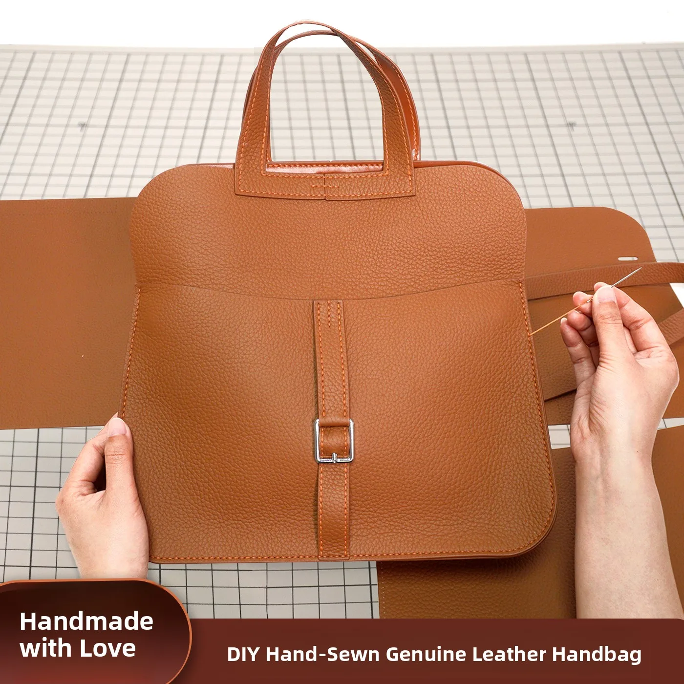 Handmade Leather Shoulder Bag Women's Crossbody  Hoof Bag New Model Soft Square Shape Can Hold 99% Mobile Phones