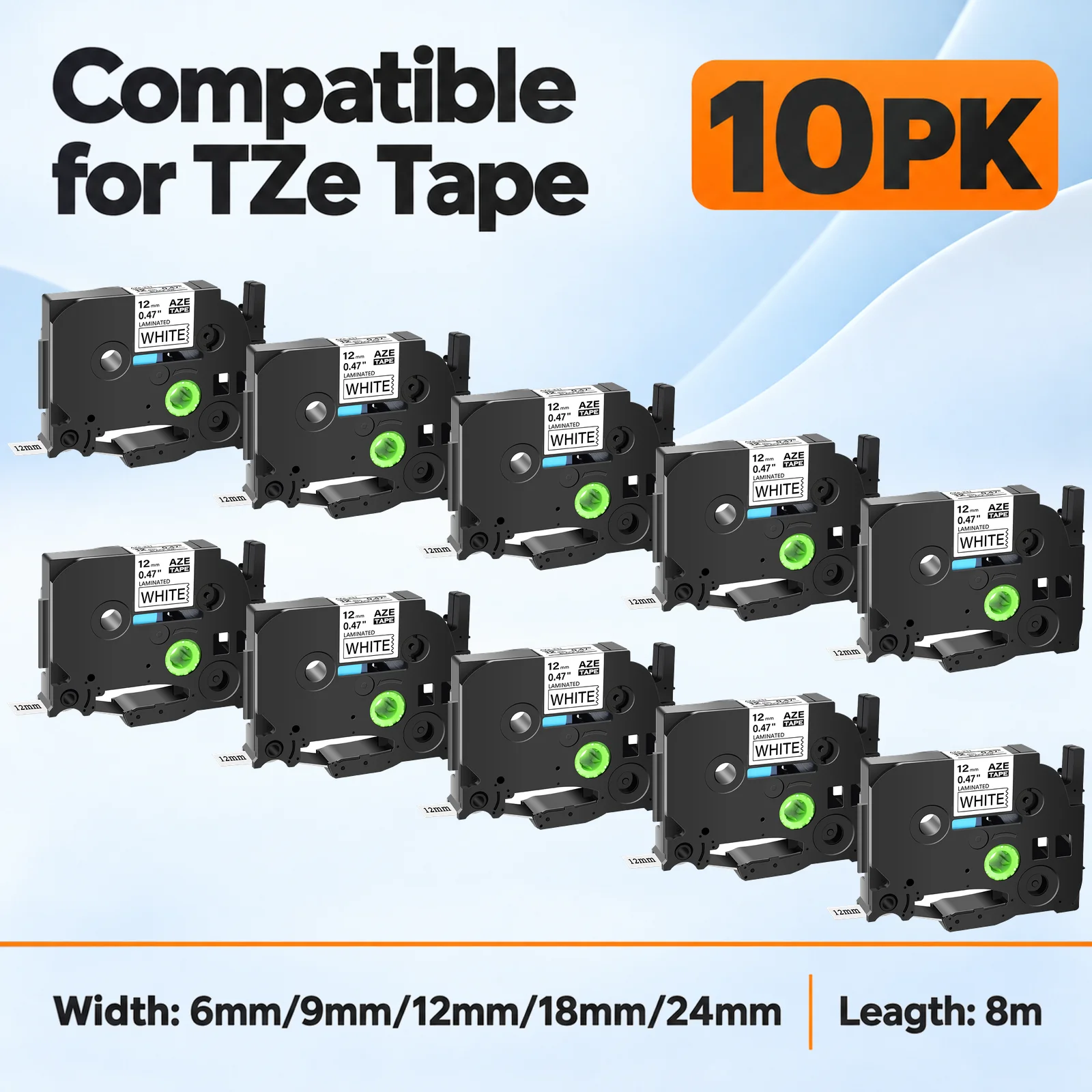 5/10PK for TZe-231 Tapes Compatible with Brother P-Touch TZ TZe-231 TZe-241 131 631 12mm Label Ribbon for PT-1000 PT-D450 Maker