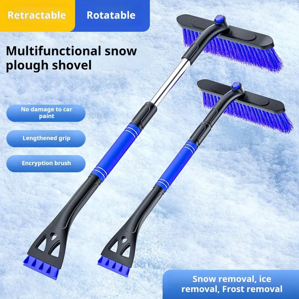 Car Snow Remover Extendable Ice Scraper Auto Snow Brush 360-Degree Rotatable Brush Head Detachable Vehicle Snow Removal Tool