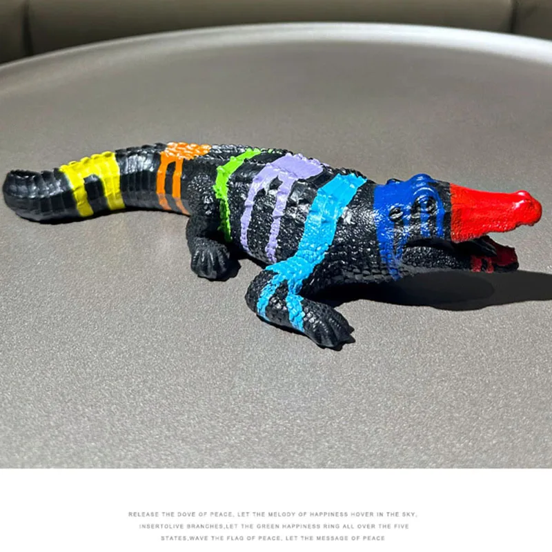 YurrFvna Colorful Alligator Figurine Crocodile Sculpture Statue Modern Decor Gifts Animal Figurine Table Craft Home Decor - view 2