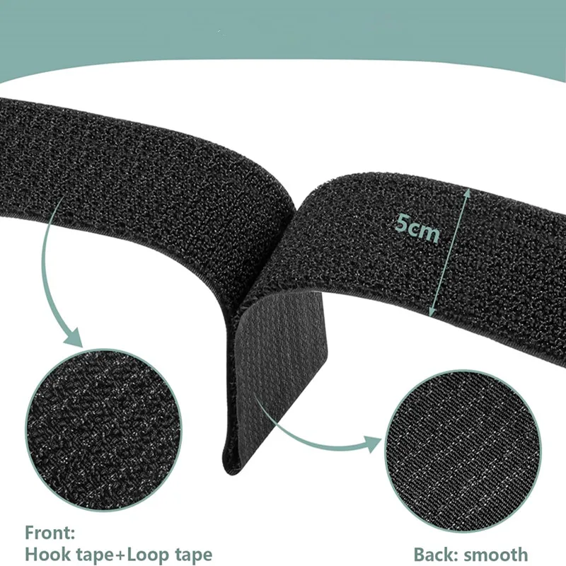 10Pcs5x60cmReusable Cord Organizer Hook Loop Cable Tie Heavy Duty Adjustable Fastening Adhesive Cinch Strap with Plastic Buckle