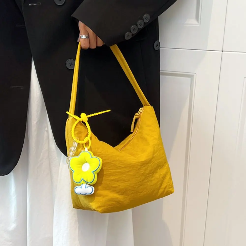 Nylon Cloth Handbag Fashion Soft Glutinous Solid Color Tote Bags Large Capacity Underarm Bags Women Girls