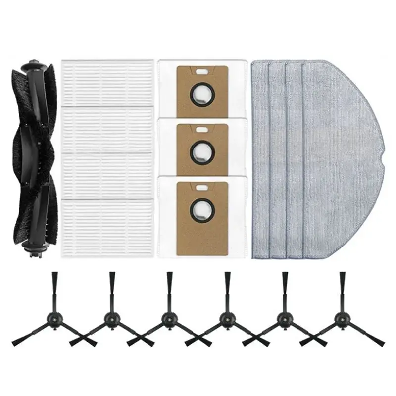 AC23-For Tapo RV30 Max/RV30 Max Plus/RV20 Max/RV20 Max Plus Vacuum 18PCS Replacement Kit Main Side Brush Filters Mop Cloth Dust