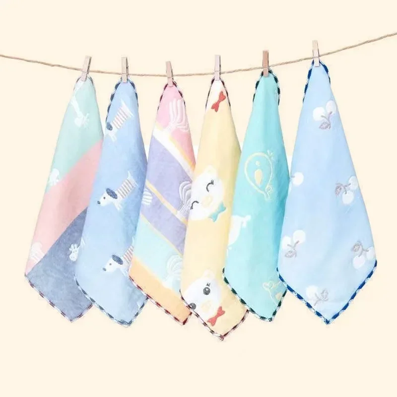 5PCS Baby Towel Bath Towels 100% Cotton Face Washcloth Muslin Squares Hand Wipe Gauze Newborn Bathing Feeding Kids Handkerchief