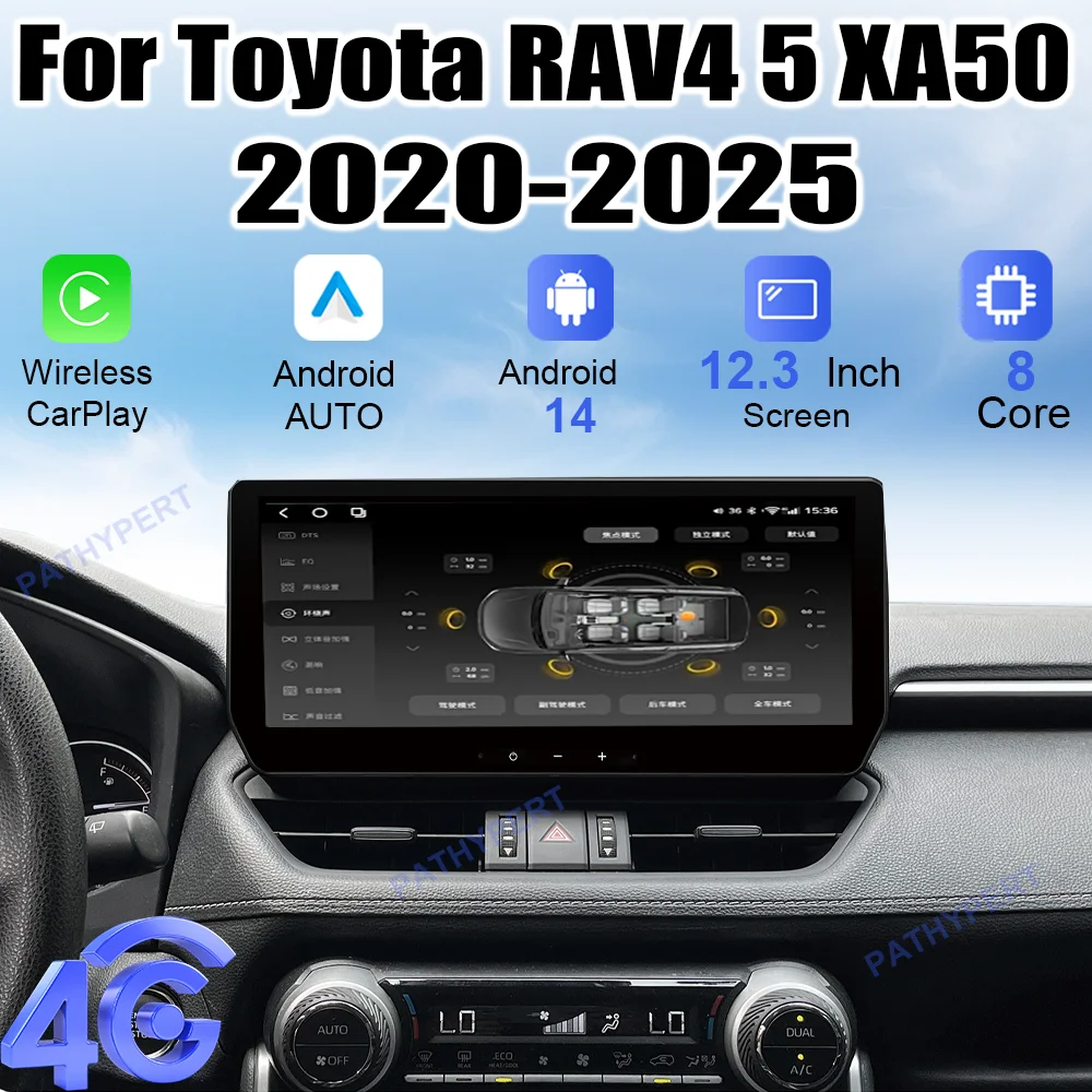 

12.3" QLED HD Car Radio For Toyota RAV4 5 XA50 2020-2025 Android Auto Carplay Multimedia Player Stereo Receiver Head Unit GPS 4G