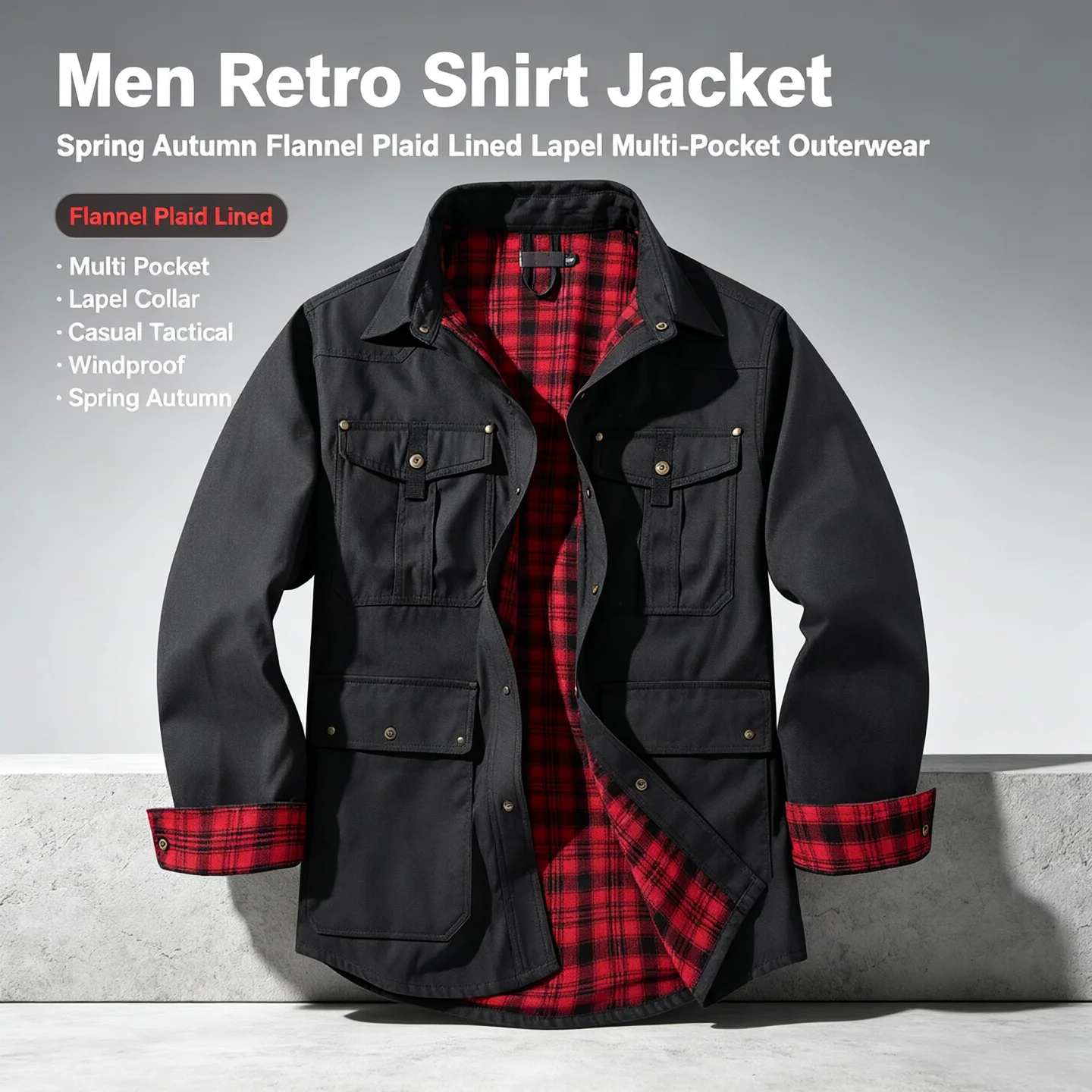 مقاس أمريكي، قميص رجالي بتصميم - مراجعة Flannel Shirt Lined وسعره
