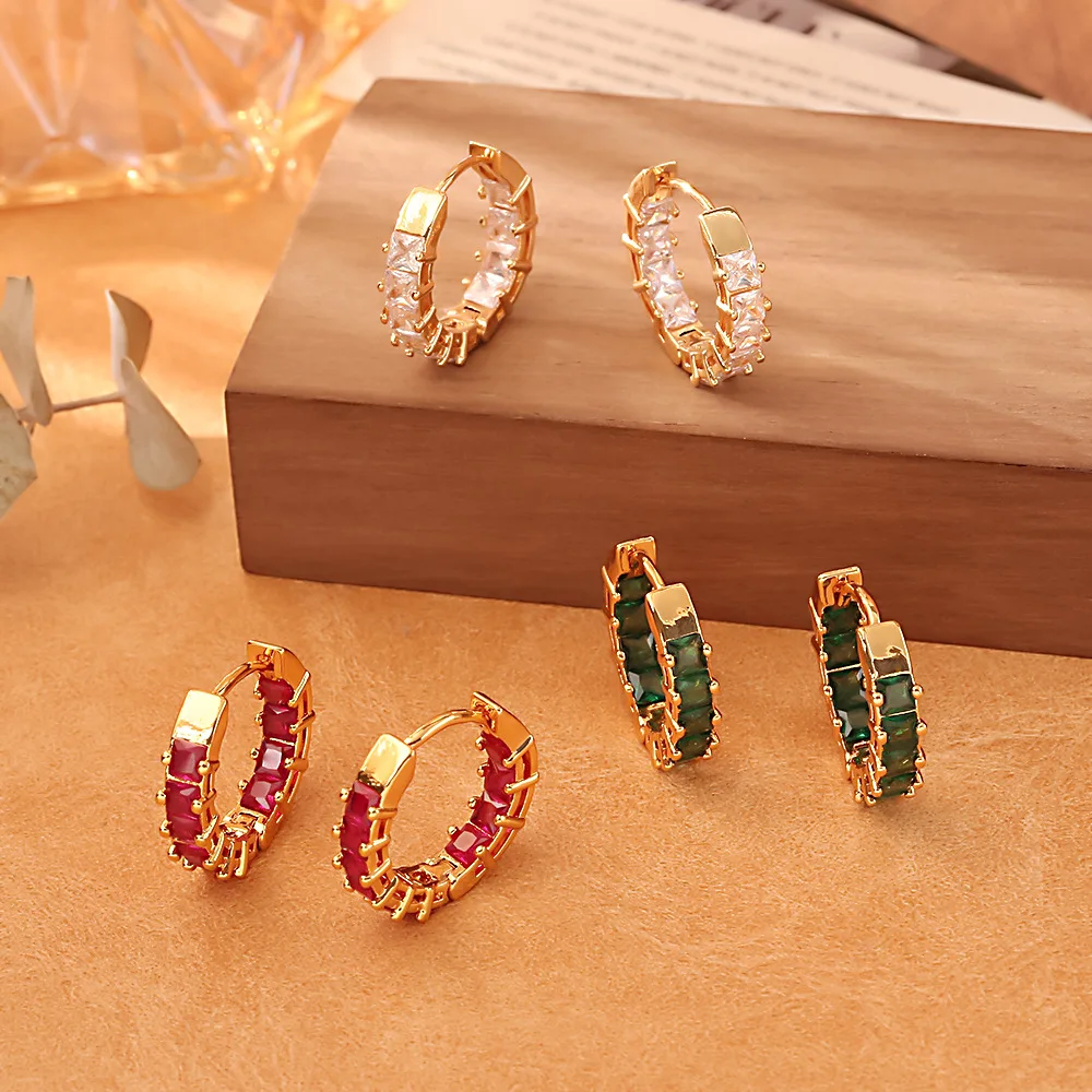 

Fashionable and Exquisite Red Zircon Earrings Niche Light Luxury Design Commuting Earrings Retro Earrings for Women