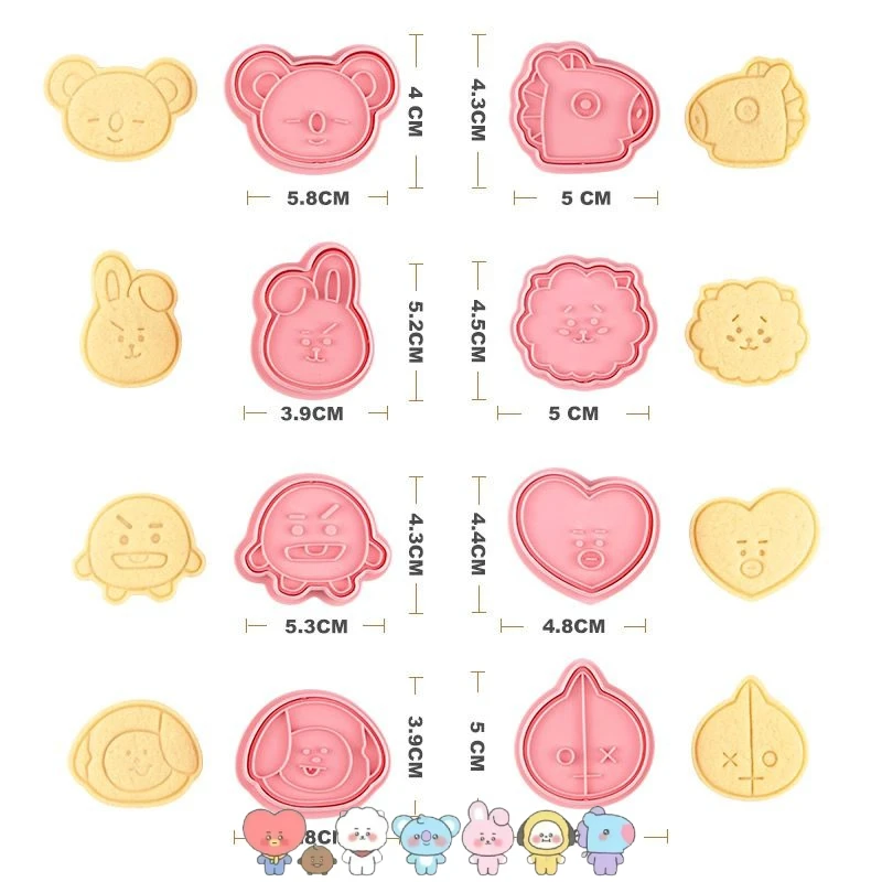 BT21 anime merchandise cartoon cute biscuits snacks DIY mould creative Kawaii home baking tools support gifts wholesale