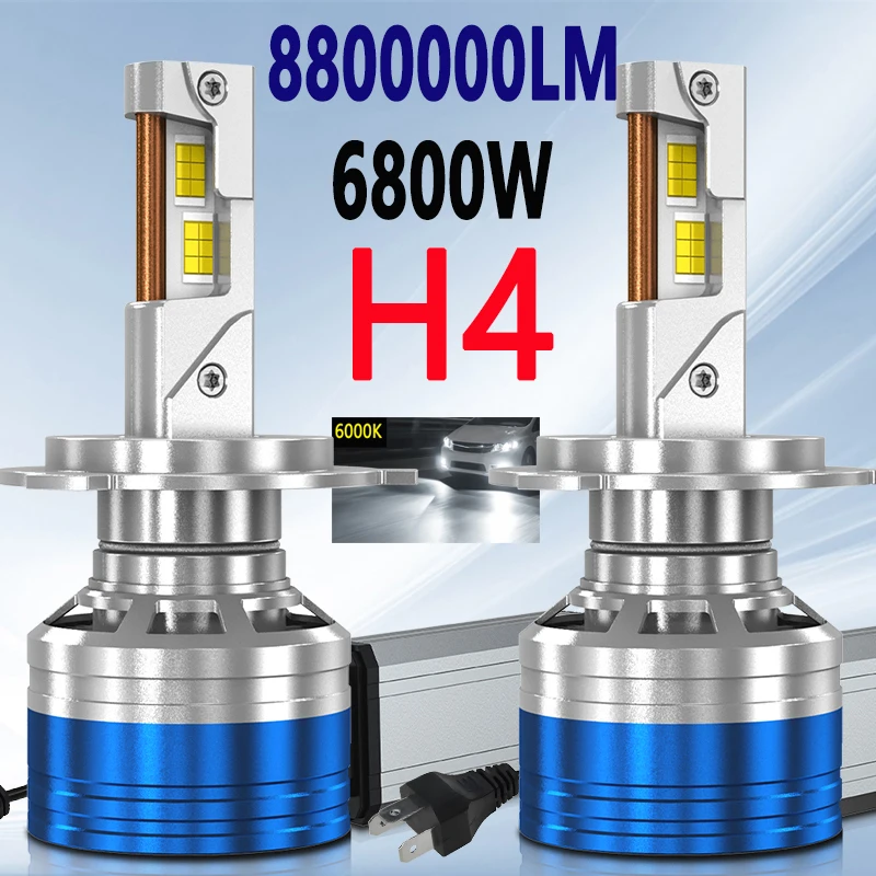 

2 шт. H4 светодиодные автомобильные фары супер яркие 8800000LM Canbus высокой мощности 6800 Вт лампа светодиодная лампа турбо лампа 6000K белый 12 В 24 В