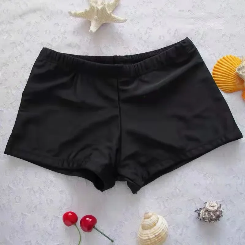 Women Solid Swim Bikini Bottom Tankini Shorts Women Swim Briefs Running High Waist Shorts Swimwear