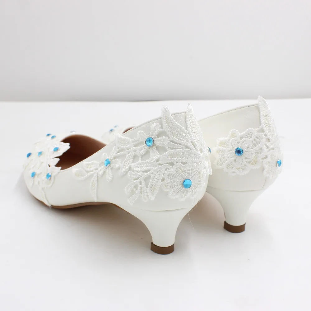 Low heel white wedding shoes spring new product matte lace bridal shoes Water soluble flower bridesmaid shoes BH20A